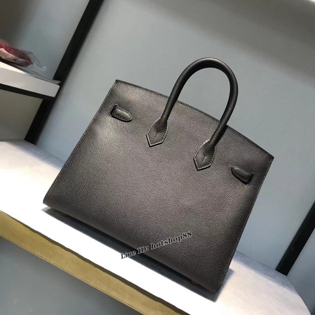 Hermes專櫃經典款手提女包 愛馬仕birkin25cm Epsom掌紋外縫 黑色金扣純手工 ttd1048